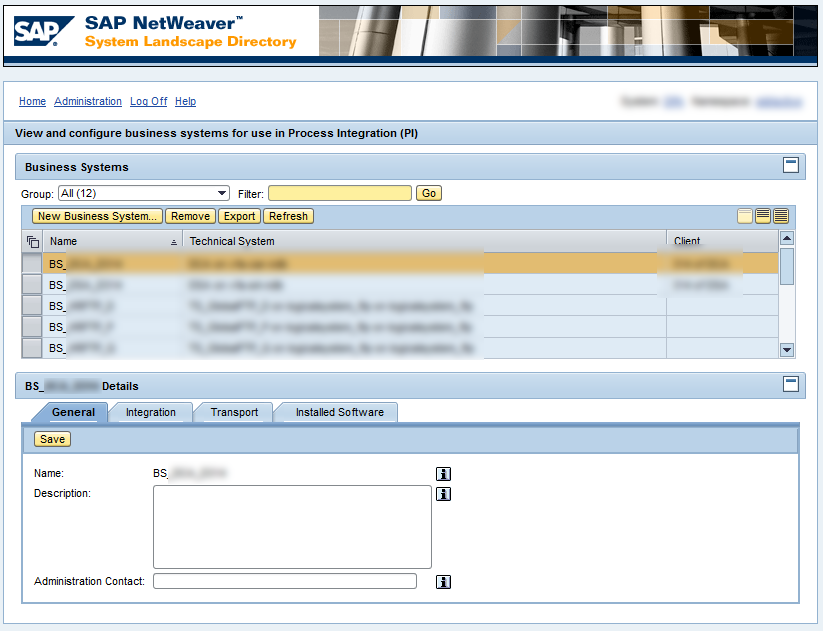 System Landscape-Business System